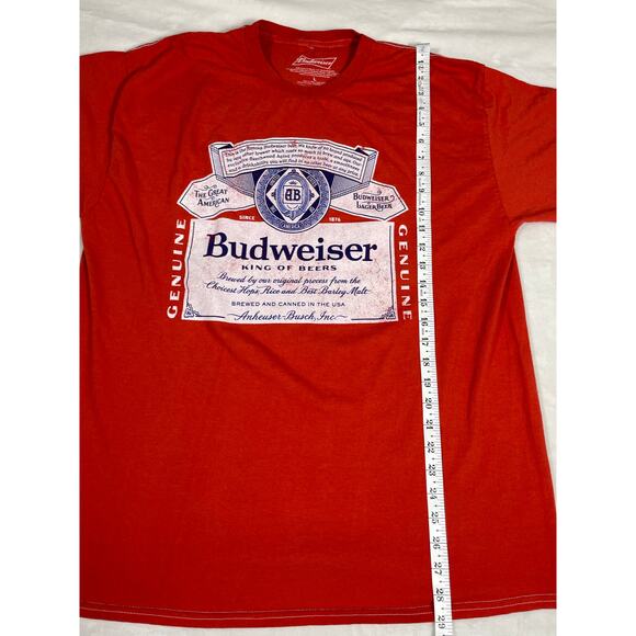 Budweiser Beer Label Red T-Shirt Men’s Size L Graphic Tee - Picture 4 of 6